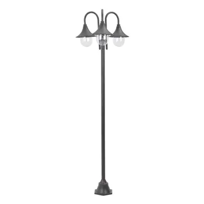 vidaXL Garden Post Light E27 220cm Aluminium 3-Lantern Bronze Outdoor Lamp