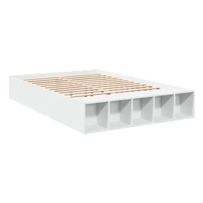 vidaXL Bed Frame Bed Base Mattress Foundation White 140x190 cm Engineered Wood