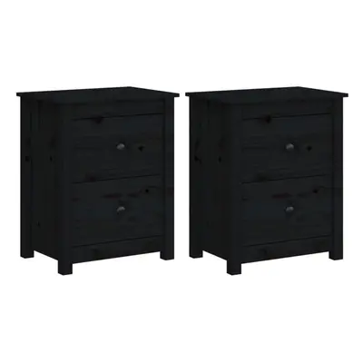 (black, 2) vidaXL 1/2x Solid Wood Pine Bedside Cabinet Nightstand End Table Multi Colours