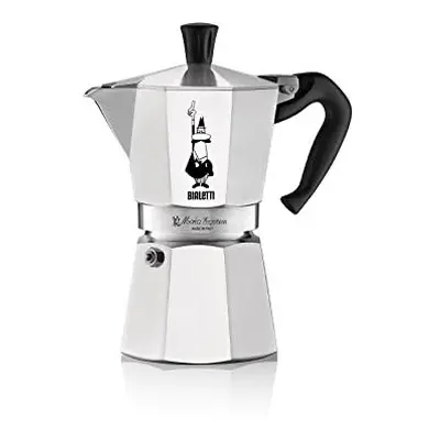 Bialetti Moka Express Caffettiera in Alluminio, Cups, Acciaio Inossidabile, Argento