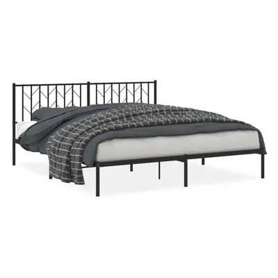 (black, x cm/ with headboard) vidaXL Metal Bed Frame with Headboard Mattress Foundation Black 80