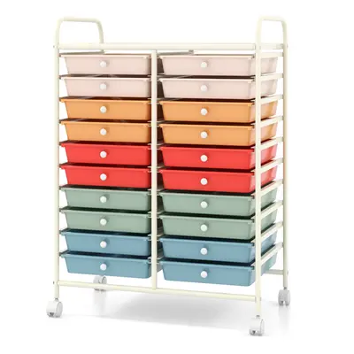 20 Drawers Storage Trolley Rolling Utility Cart Home Office Organizer