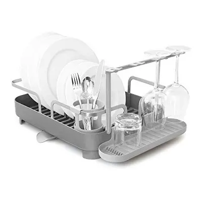 Umbra Holster Dish Rack- Molded Plastic Dish Drying Rack with Drainage Spout Charcoal