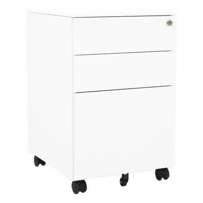 vidaXL Mobile File Cabinet White Steel Office File Storage Filing Cabinet