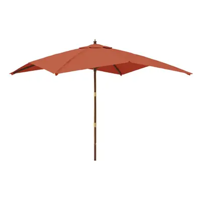 (terracotta) vidaXL Garden Parasol Umbrella with Wooden Pole Outdoor Parasol Sun Umbrella