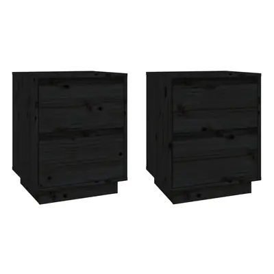 (black, 2) vidaXL 1/2x Solid Wood Pine Bedside Cabinet Storage Side Cabinet Multi Colours