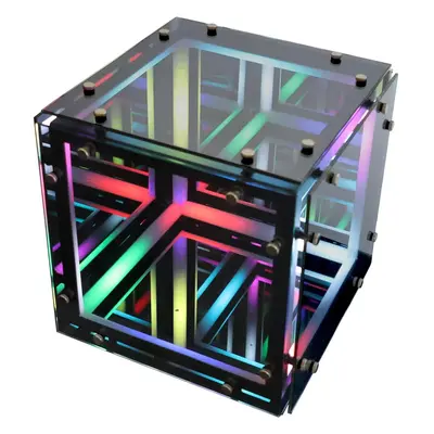 3D Cube Infinity Lamp - 30cm Crafted with Metal and Elegant Glass