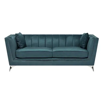 3 Seater Velvet Fabric Sofa Teal GAULA