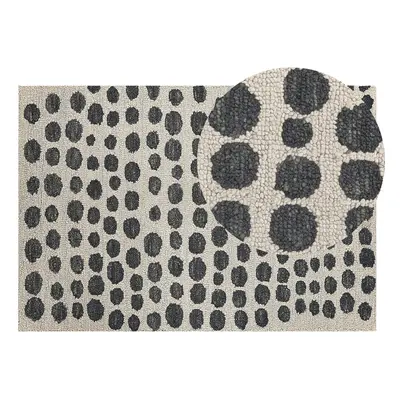 Wool Area Rug x cm Beige and Black HAVRAN