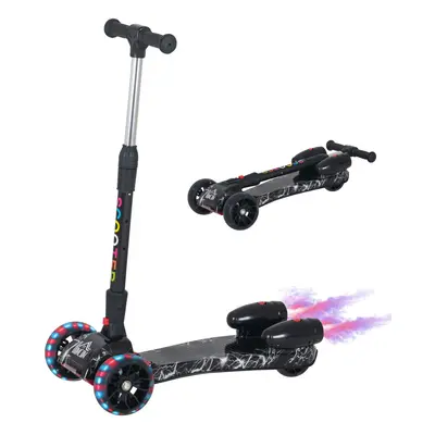 HOMCOM Child 3-Wheel Scooter Light Music Water Spray Rechargeable Yrs Black