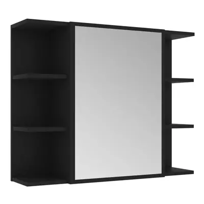 vidaXL Bathroom Mirror Cabinet Black Engineered Wood Storage Vanity Organiser