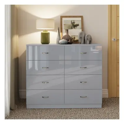 (Grey) Drawer Gloss Chest Of Drawers Storage Dresser