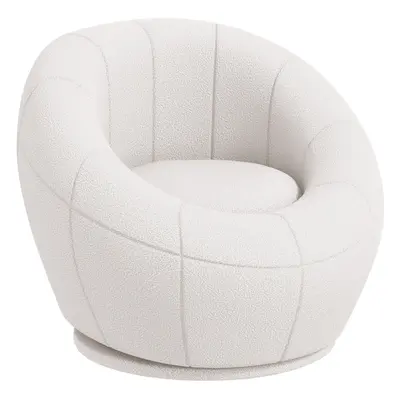 HOMCOM Modern Round Boucle Armchair Accent Chair for Living Room Bedroom White