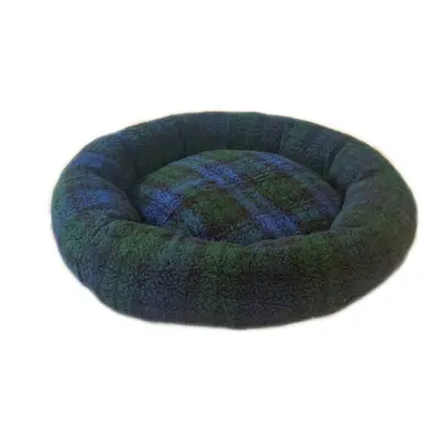 (Blackwatch Tartan) Donut Snuggle Bed - Large 80cm - Anti Anxiety Calming Dog Bed - Colour Choic