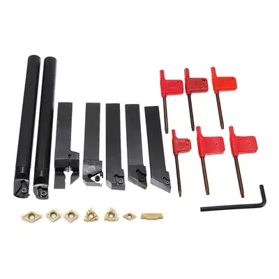 7pcs 16mm Shank Lathe Boring Bar Turning Tool Holder Set with Carbide Inserts and Wrenches