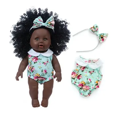 () 30CM Silicone Vinyl Dress Up Fashion African Curly Hair Realistic Rebirth Lifelikes Black Ski