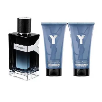 "Y" By Ysl Pcs Set For Men: 3.3 Eau De Parfum Spray + 1.6 All-Over Shower Gel + 1.6 Aftershave B