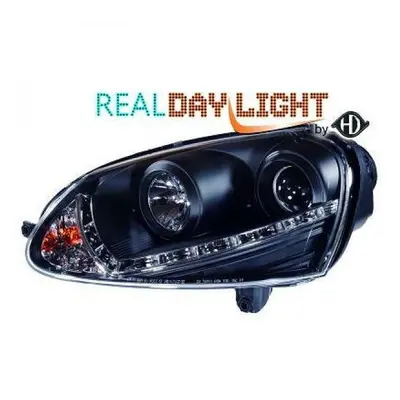 LHD Projector LED DRL Headlights Headlamp Pair Clear Black VW Golf V