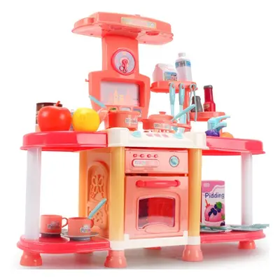 () Children's Playhouse Kitchen Toy Set Sound And Light Effects Girls Cook Utensils