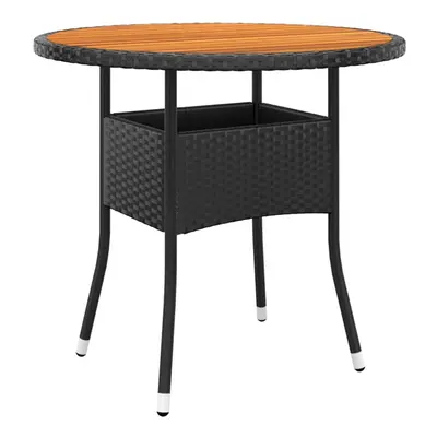 vidaXL Solid Wood Acacia Garden Table ?80 cm and Poly Rattan Black Patio Table