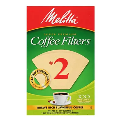 Melitta #2 Cone Coffee Filters, Natural Brown, Count (Pack of 6)