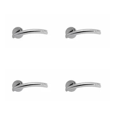 4x PAIR Arched Round Bar Lever with Ring Detailing Concealed Fix Polished Chrome