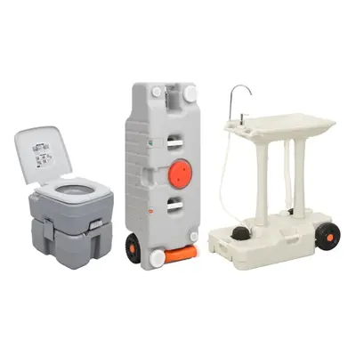 vidaXL Portable Camping Toilet and Handwash Stand Set with Water Tank Potty