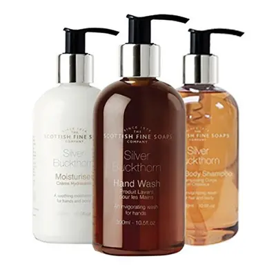 Scottish Fine Soaps Silver Buckthorn Bathroom Set (Hand Wash, Lotion & Body Wash)