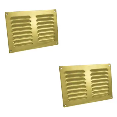 2x x 165mm Hooded Louvre Airflow Vent Polished Brass Internal Door Plate