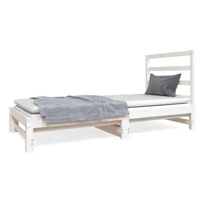 (White) vidaXL Pull-out Day Bed Bedroom Sofa Bed Guest Bed Sofa Couch Solid Wood Pine