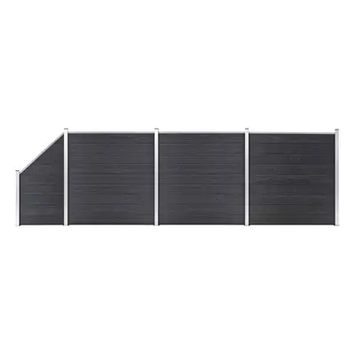 vidaXL WPC Fence Set Square+1 Slanted 619x186cm Grey Barrier Panel Screen