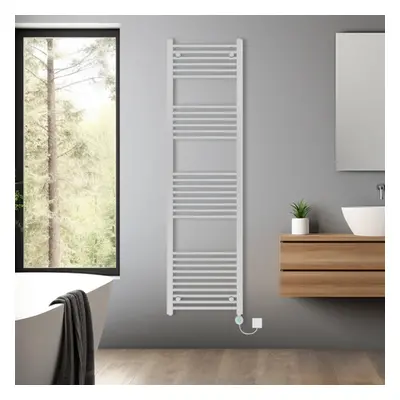 (Chrome, 1800x500mm) Pre-filled Bathroom Straight Electric Heated Towel Rail Radiator Thermostat