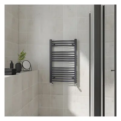 (Curved, 800x500mm) Warmehaus Heated Towel Rail Anthracite Bathroom Ladder Style Radiator Grey C