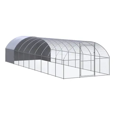 vidaXL Outdoor Chicken Coop 3x10x2 m Galvanised Steel Garden Poultry House