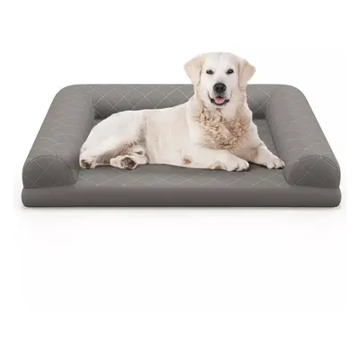 Orthopedic Dog Bed Medium Dogs Egg-Foam Dog Crate Bed w/3-Side Bolster