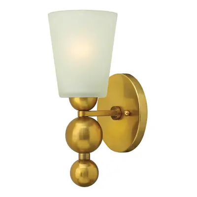 Wall Light Tapered Etched Glass Shade Brass Spheres Vintage Brass LED E27 60W