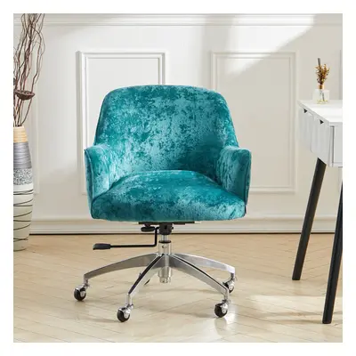 (Mint Green) Velvet Upholstered Wheeled Swivel Office Chair