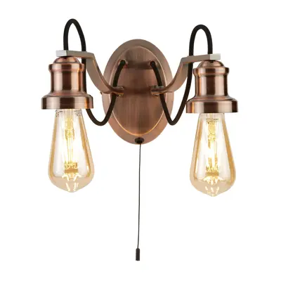 Searchlight Olivia Light Black Fabric Cable Antique Copper Home Wall Lighting