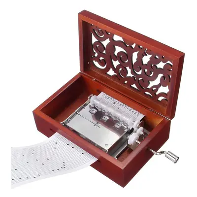 30 Tone DIY Hand Cranked Carved Music Box With Hole Puncher Paper Tapes