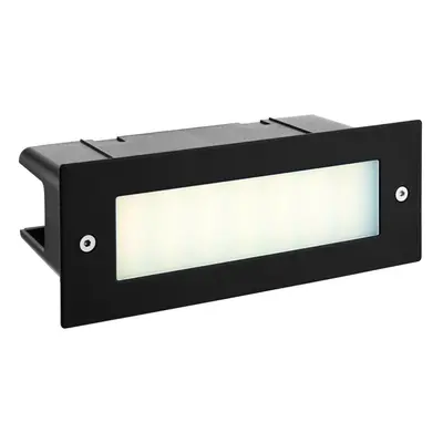 IP44 LED Full Brick Light Textured Black & Plain Frosted Glass 3.5W Cool White