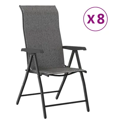 vidaXL Folding Garden Chairs Outdoor Chair Lounge Chair pcs Grey Poly Rattan