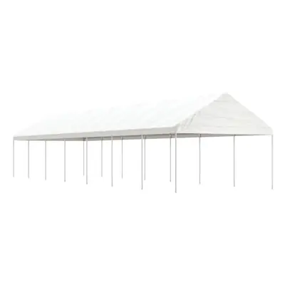 (15.61 x 4.08 x 3.22 m) vidaXL Gazebo Part Tent with Roof Pavilion Outdoor Marquee White Polyeth