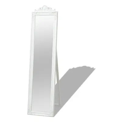 vidaXL Free-Standing Mirror Baroque Style 160x40 cm White Makeup Looking Glass