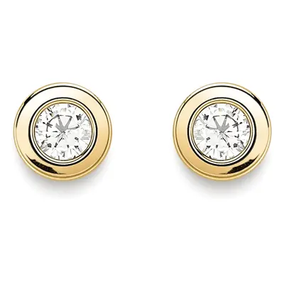 Jewelco London 9ct Gold Cubic Zirconia Donut Ring Rubover Round Stud Earrings 4mm - SENR02404