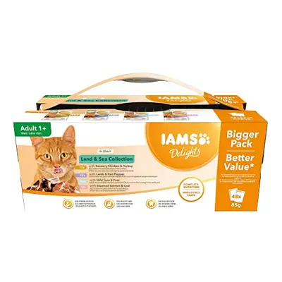 IAMS Delights Wet Food Land for Adult Cats, 48x85g