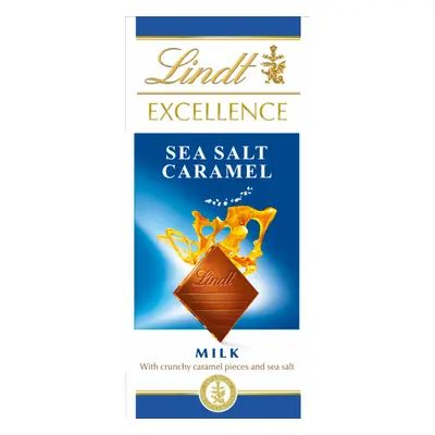 LINDT Excellence Milk Sea Salt Caramel Bar 100g (Pack of 20)