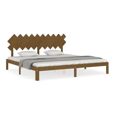 (honey brown, x cm) vidaXL Bed Frame Bed Base Wooden Platform Bed with Headboard Double Solid Wo