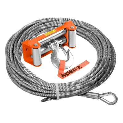 WINCHMAX Steel Rope 26m X 9.1mm, Hole Fix. Roller Fairlead. 3/8 Inch Clevis Hook. For winches up