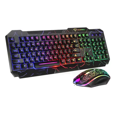 104 Keys Wired Keyboard & Mouse Set 4D RGB Backlight Gaming Keyboard 1600DPI Ergonomic Mouse