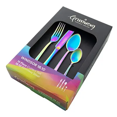 Windsor 16-Piece Cutlery Set, Rainbow, 16BXWSR/RB, 18/10 Stainless Steel